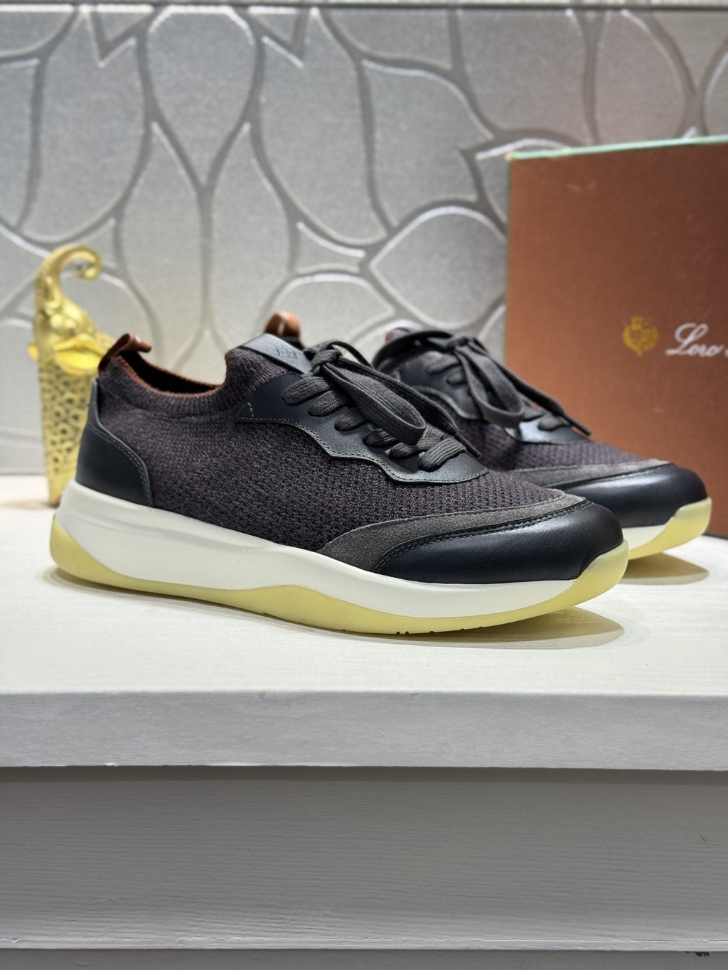 Loro Piana Mesh Lace-Up Sneakers - Layered Rubber-Look Outsole