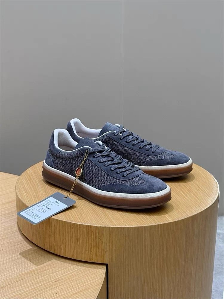 Loro Piana Men's Low-Top Lace-Up Sneakers - Gum Sole